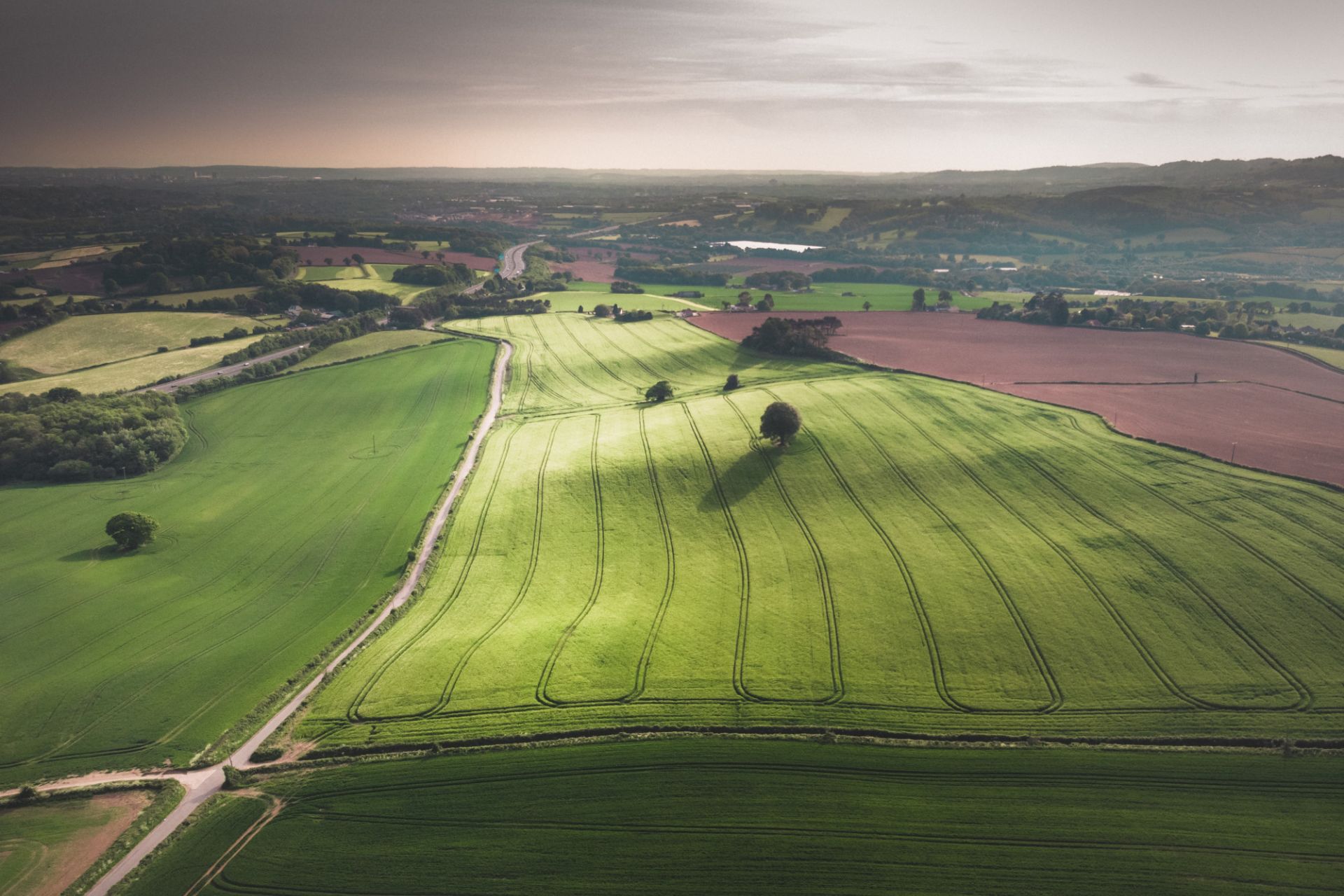 Arial view of the countryside