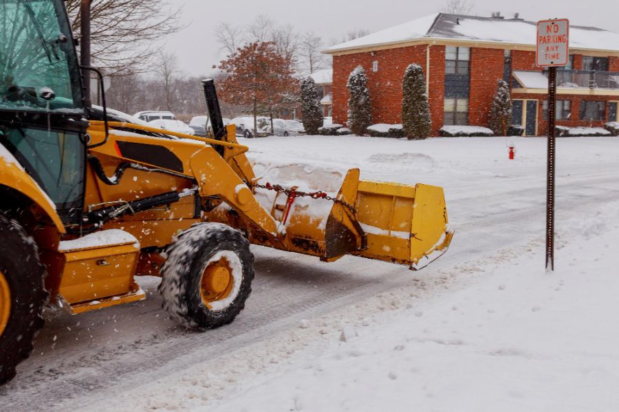snow plough on road