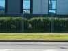 fence with hedge outside a office building