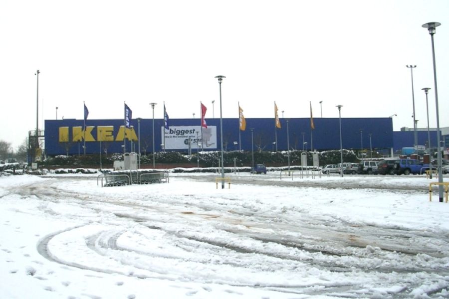 ikea car park with snow